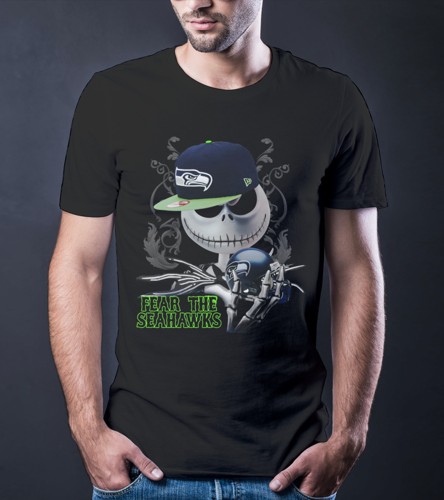 Fear The Seahawks Jack Skellington Seattle Seahawks T-Shirt