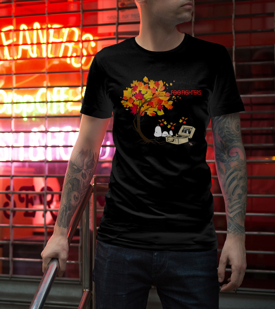 Sometimes I Need To Be Alone And Listen To Foo Fighters Snoopy Autumn Leaves T-Shirt