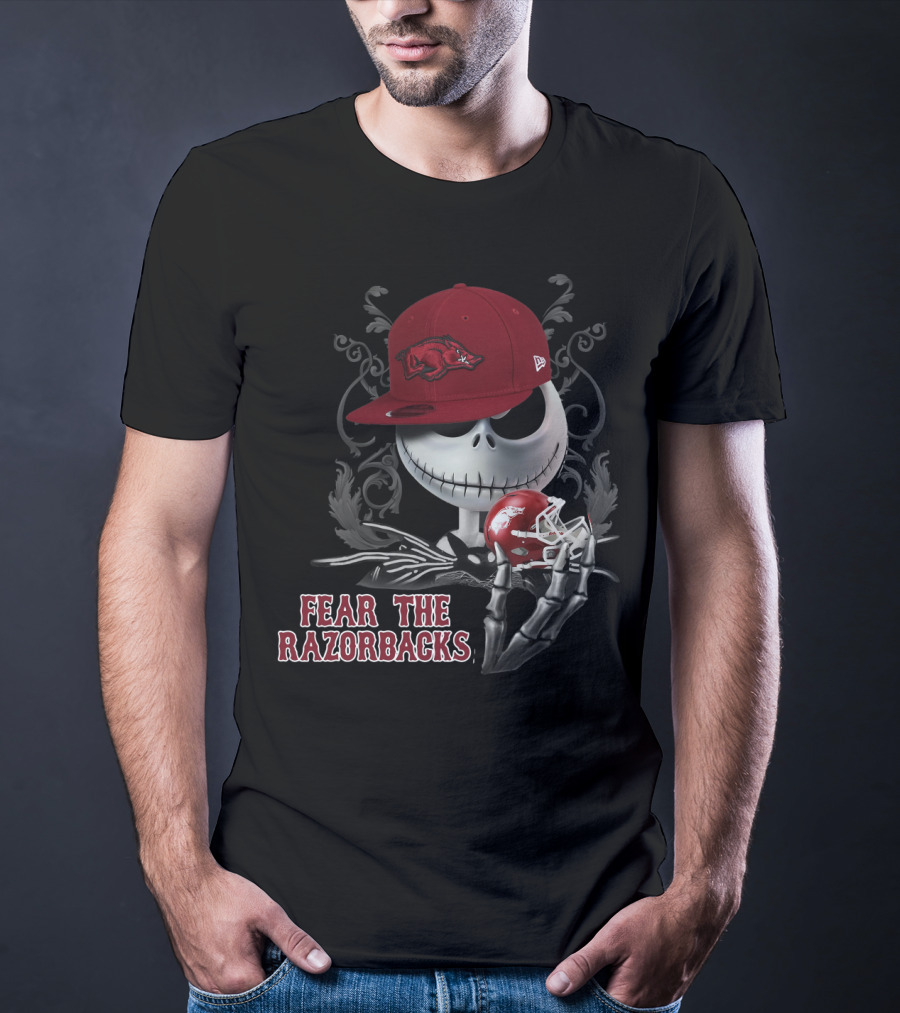 Jack Skellington Fear The Razorbacks Arkansas Football Fan T-Shirt