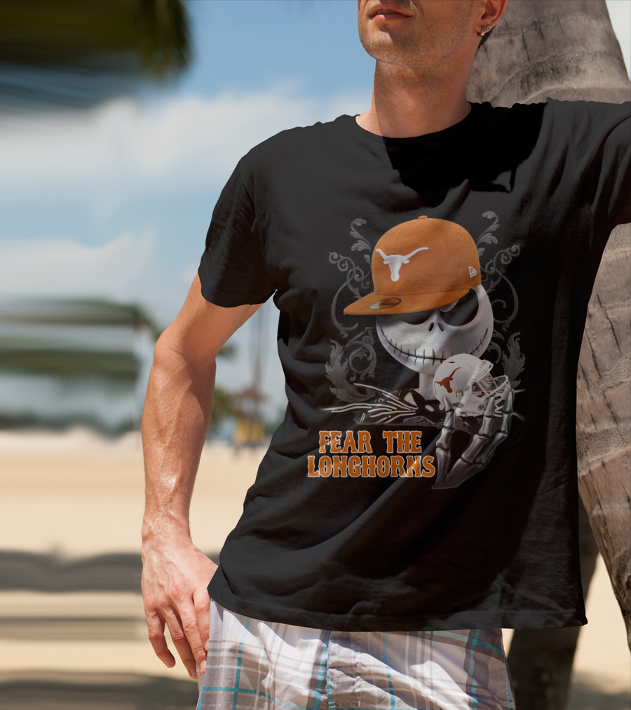 Jack Skellington Fear The Longhorns Texas Football Halloween Crossover T-Shirt