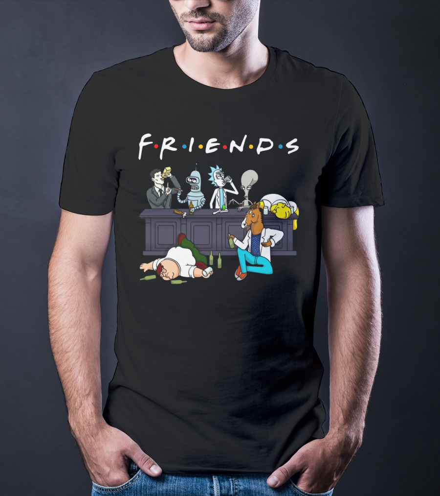 FRIENDS Rick Sanchez Drinking Buddies Parody Iconic Characters T-Shirt