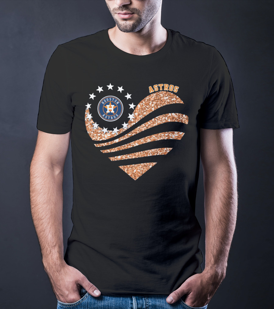 Houston Astros Heart Glitter Stars T-Shirt