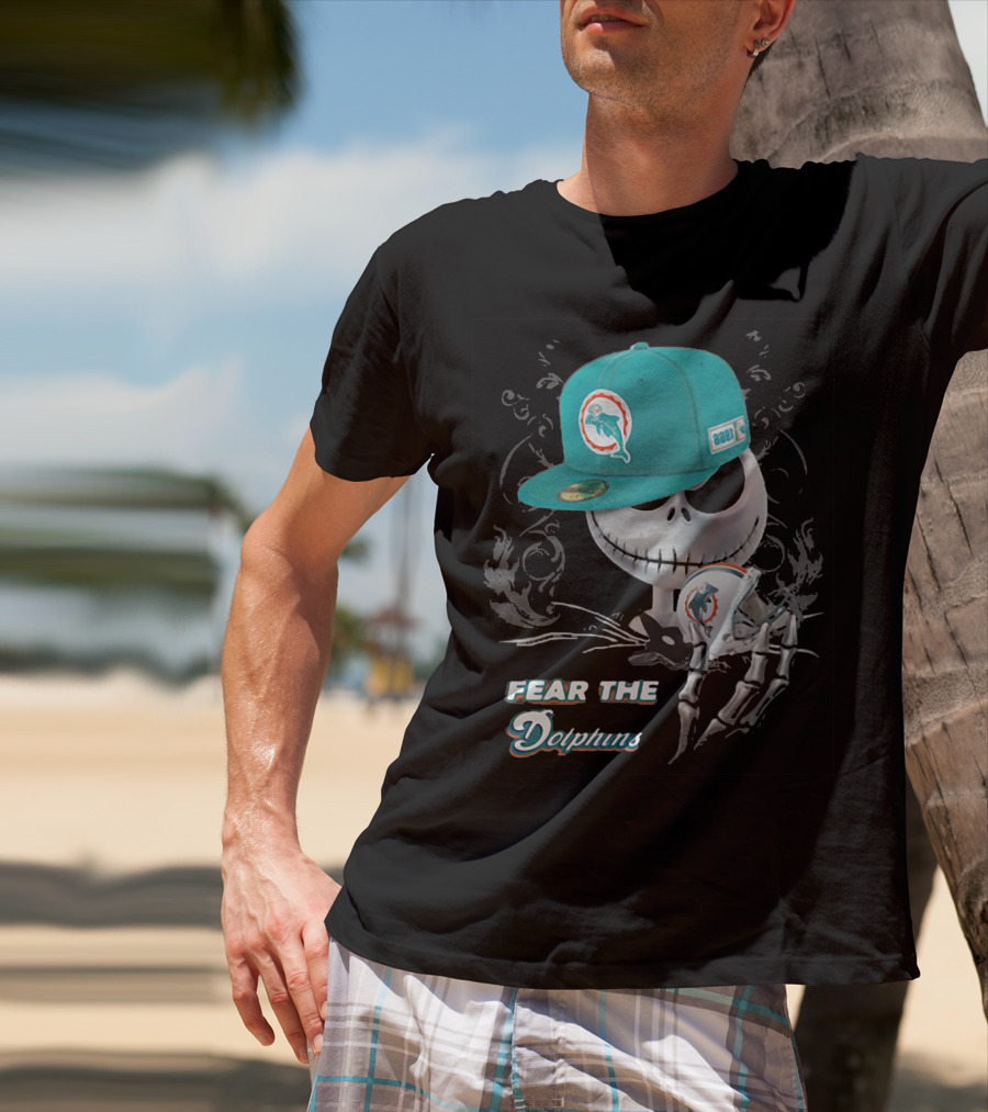 Fear The Dolphins Jack Skellington Miami Dolphins T-Shirt
