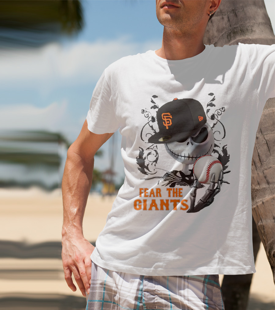 Jack Skellington Fear The Giants San Francisco Baseball Cap Spooky T-Shirt