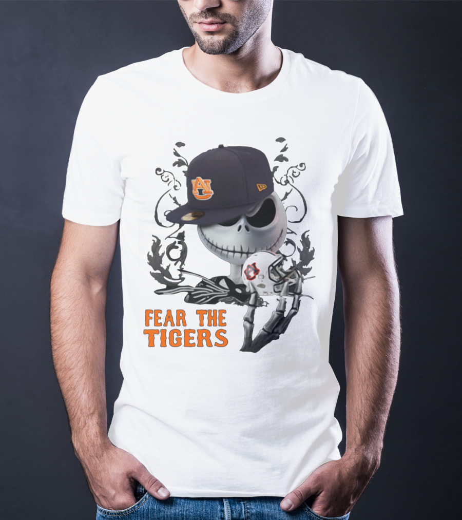 Fear The Auburn Tigers Jack Skellington Helmet And Hat T-Shirt