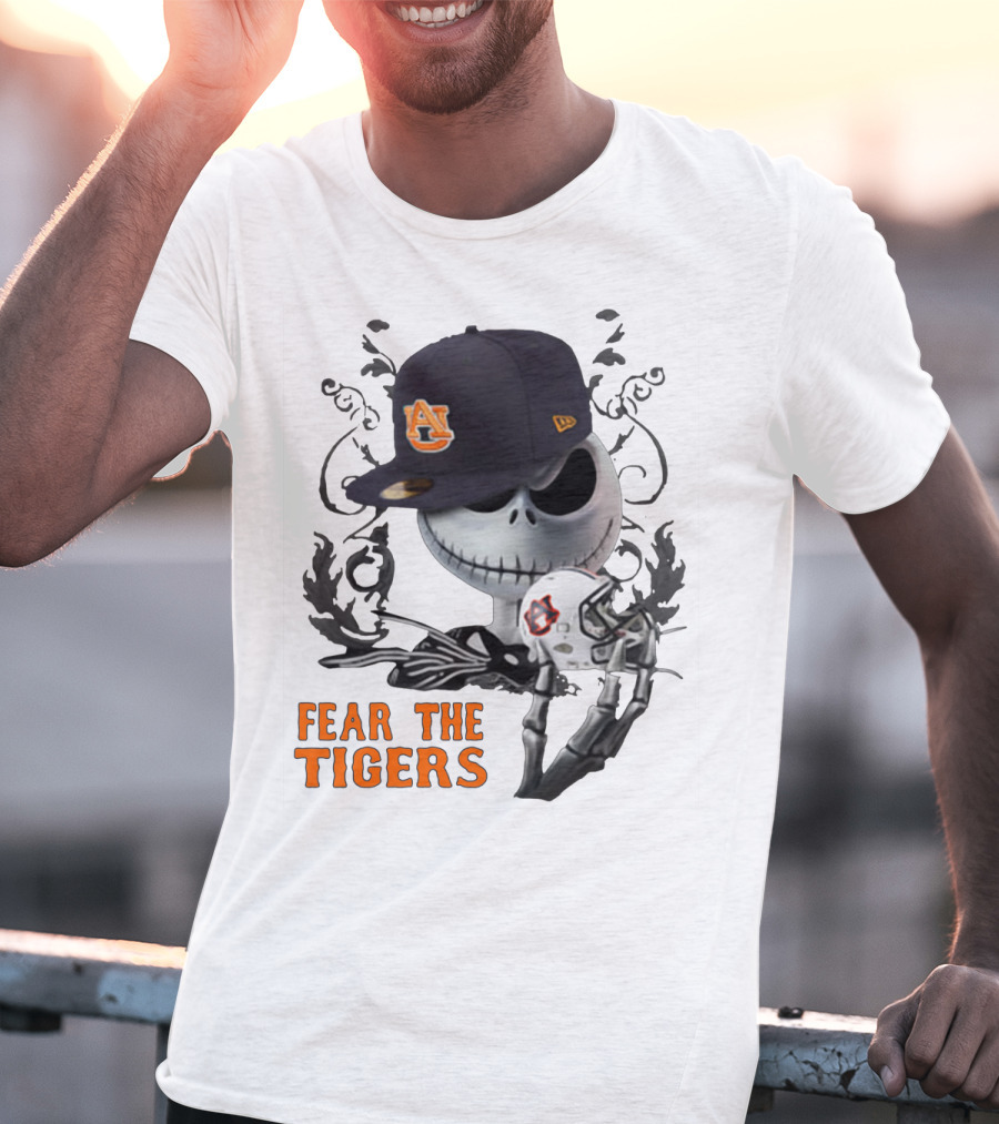 Fear The Auburn Tigers Jack Skellington Helmet And Hat T-Shirt