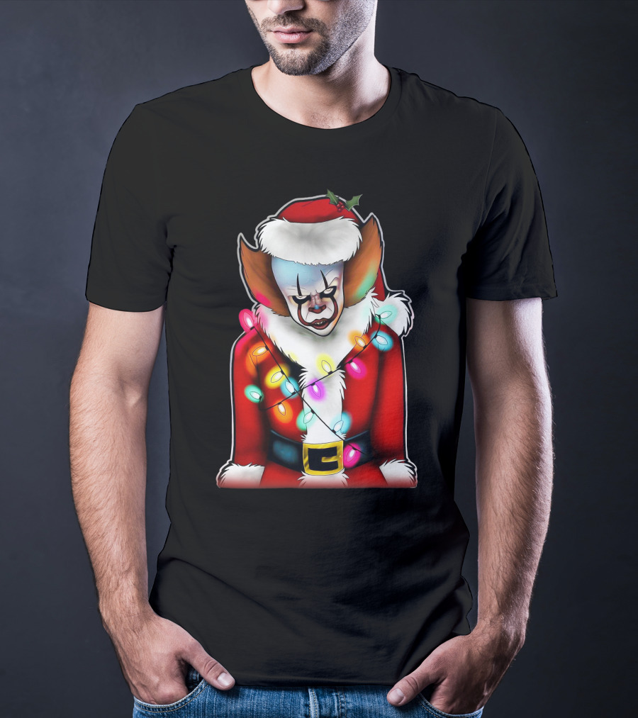 Pennywise Santa Claus Christmas Lights T-Shirt