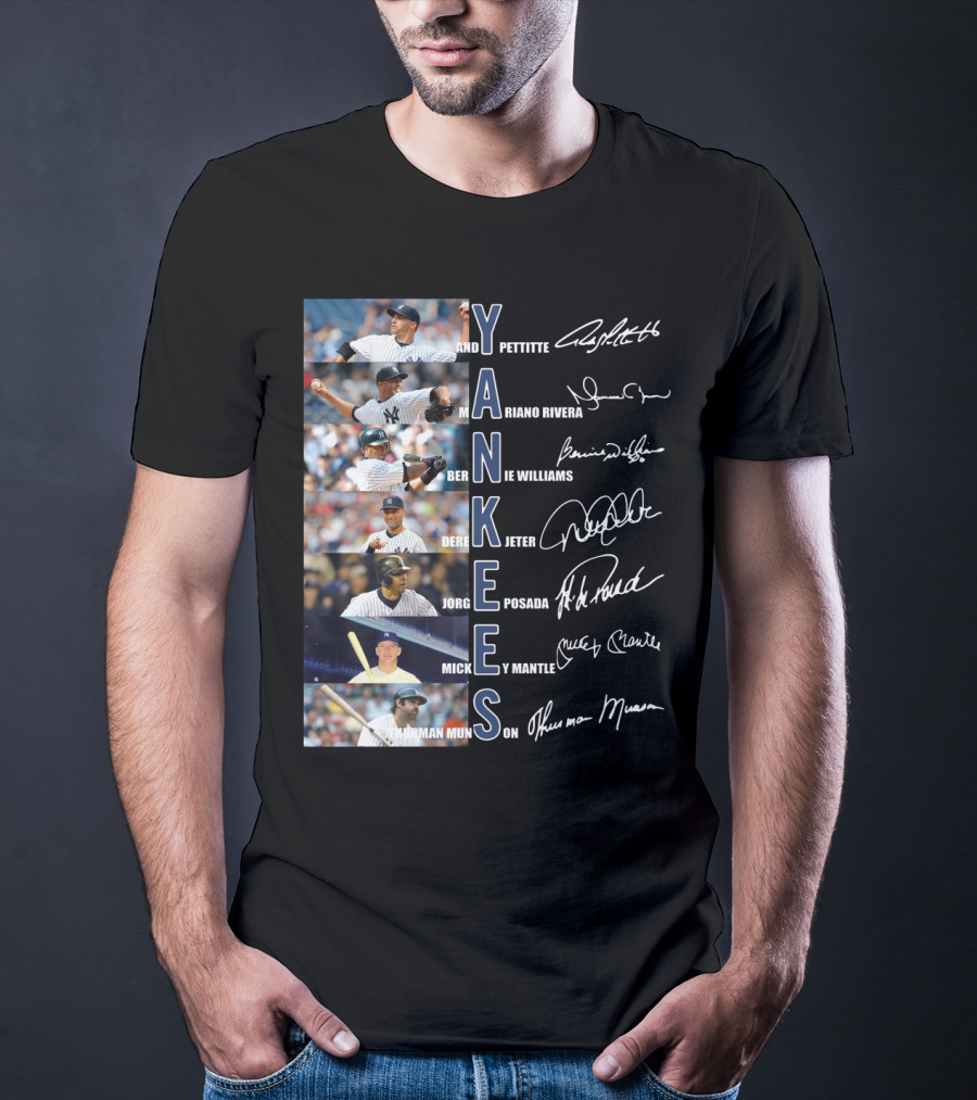 Yankees Andy Pettitte Mariano Rivera Bernie Williams Derek Jeter Jorge Posada Mickey Mantle Thurman Munson T-Shirt