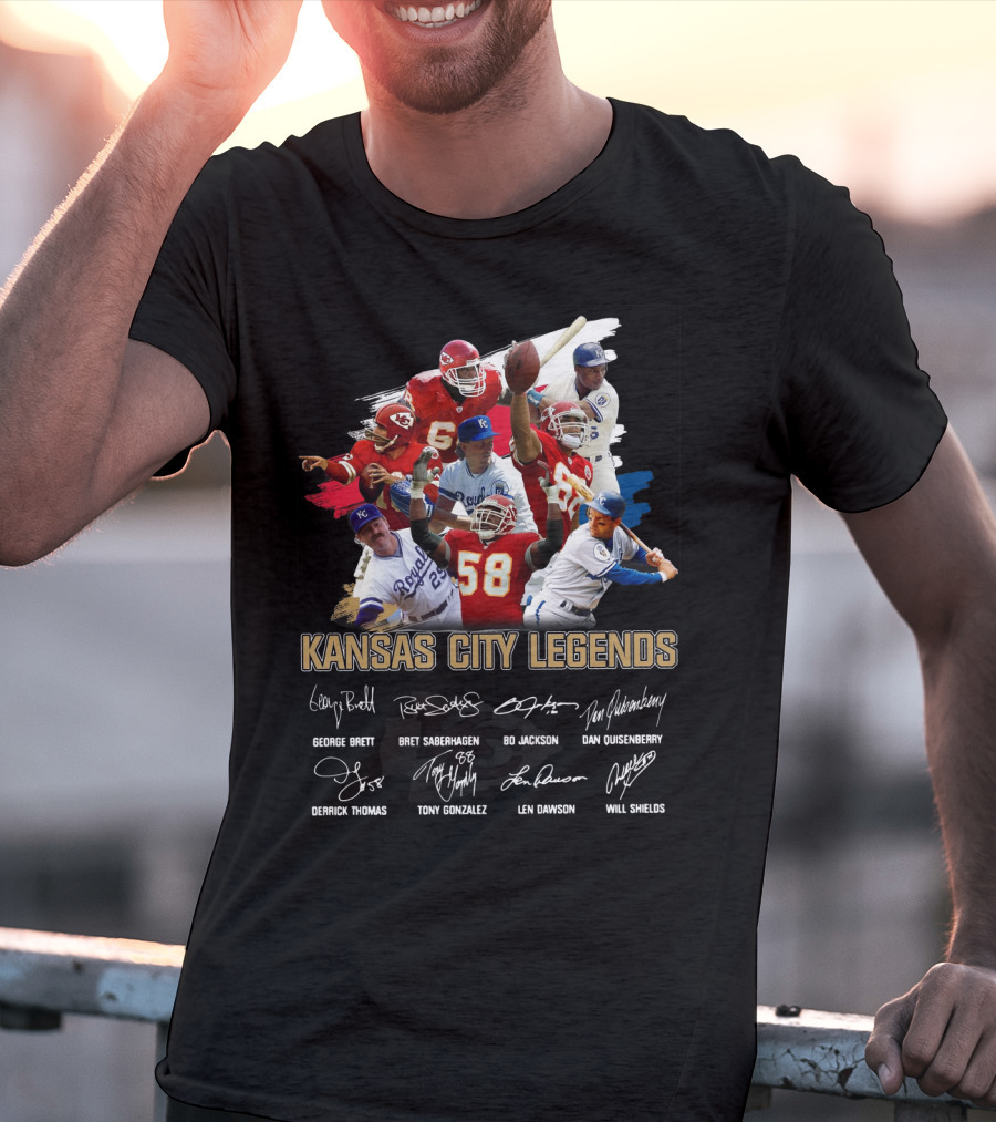 Kansas City Legends George Brett Bret Saberhagen Bo Jackson Dan Quisenberry Derrick Thomas Tony Gonzalez Len Dawson Will Shields T-Shirt