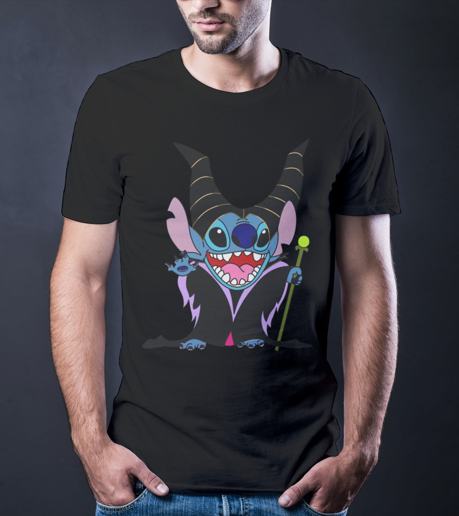Maleficent Stitch Witch Crossover Character Costume T-Shirt