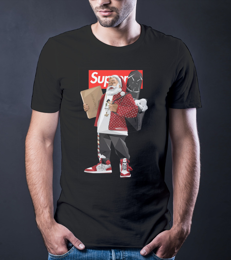 Santa Claus Supreme Hiphop Fashion Mashup With Luxury Brands T-Shirt