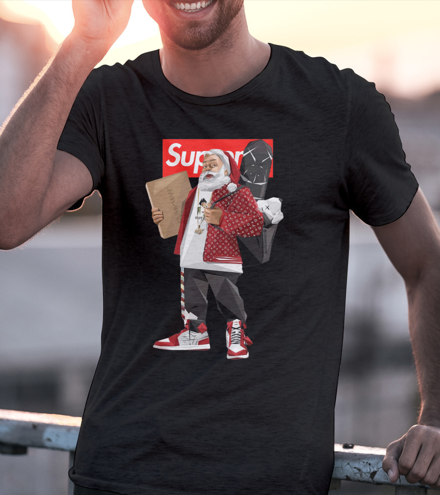 Santa Claus Supreme Hiphop Fashion Mashup With Luxury Brands T-Shirt