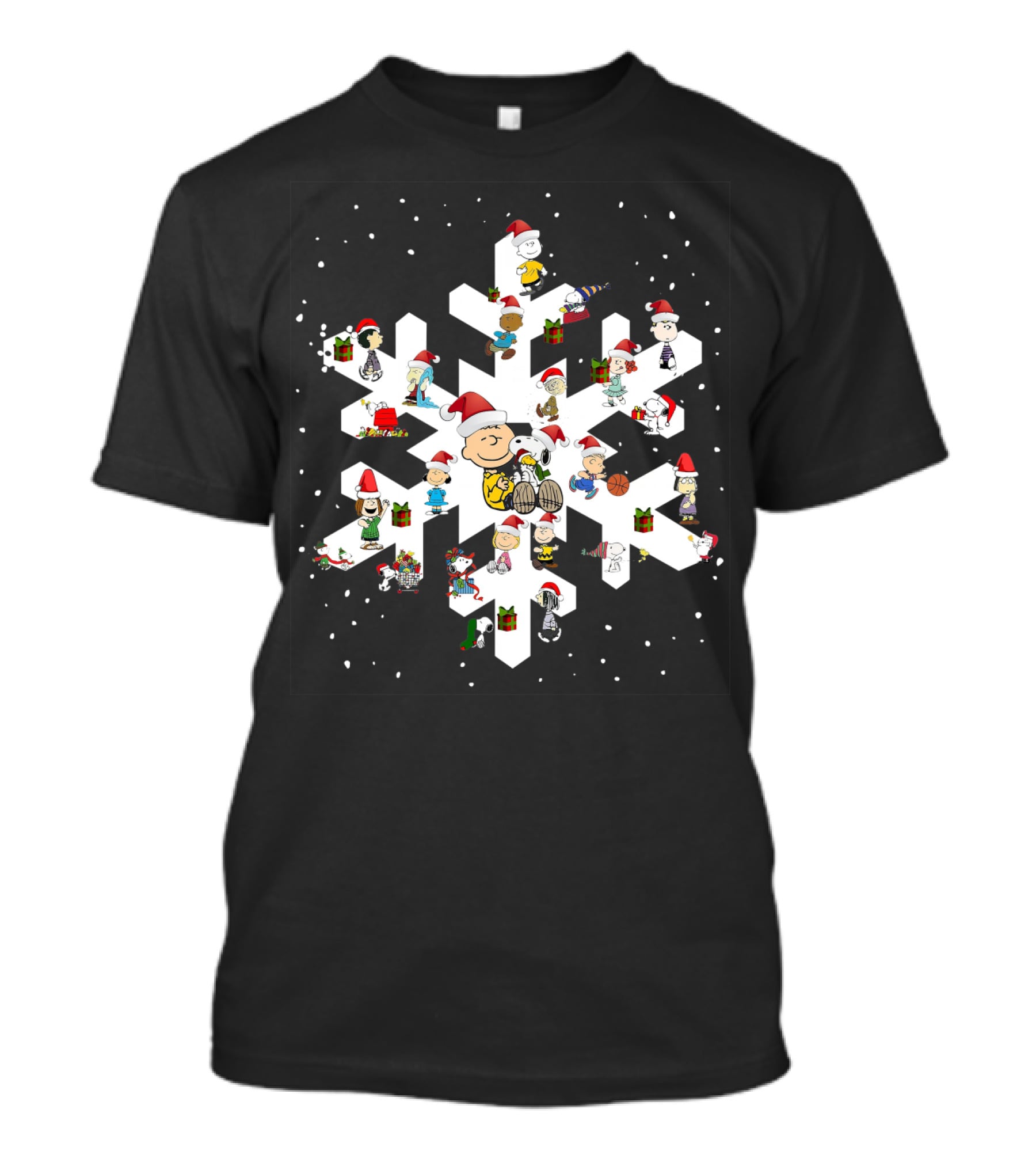 Peanuts Snoopy Christmas Snowflake Charlie Brown Holiday Characters T-Shirt