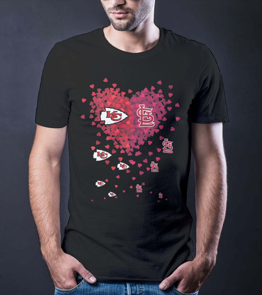 Kansas City Chiefs St. Louis Cardinals Heart Logos Fan Love T-Shirt