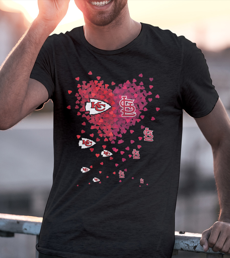 Kansas City Chiefs St. Louis Cardinals Heart Logos Fan Love T-Shirt