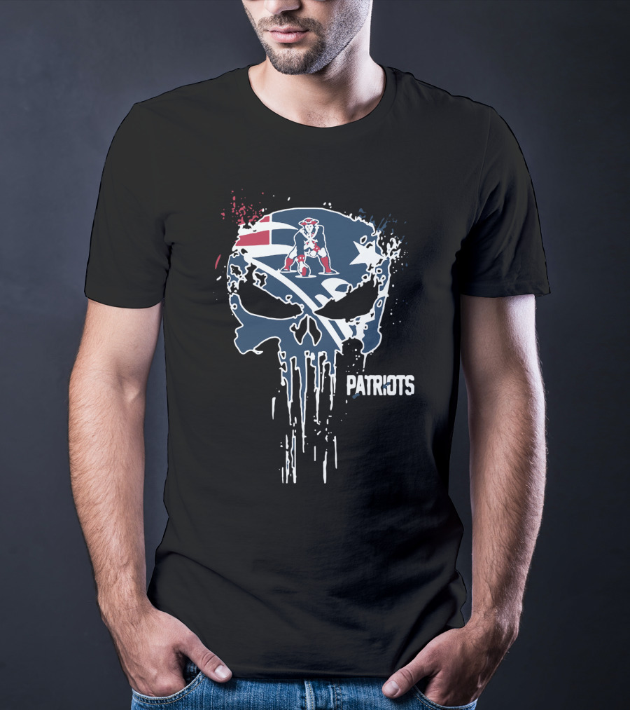 New England Patriots Skull Flag Logo With Patriots T-Shirt