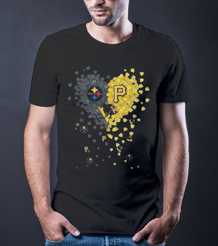 Pittsburgh Steelers Penguins Pirates Heart T-Shirt
