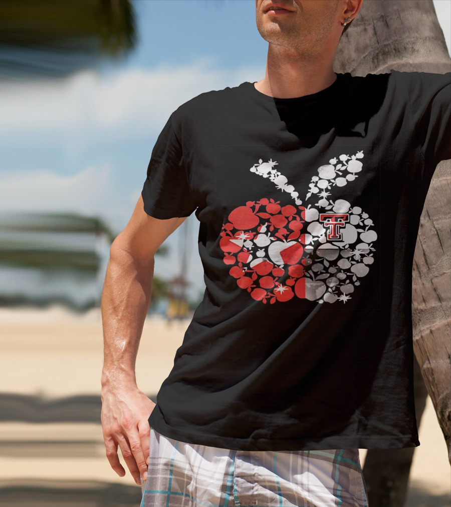 Texas Tech Red Raiders Apple Pattern State Flag T-Shirt