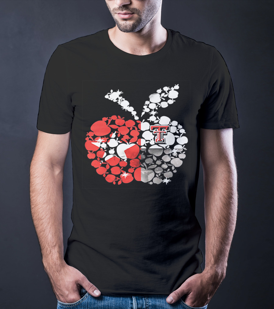 Texas Tech Red Raiders Apple Pattern State Flag T-Shirt