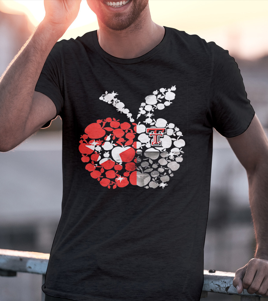 Texas Tech Red Raiders Apple Pattern State Flag T-Shirt