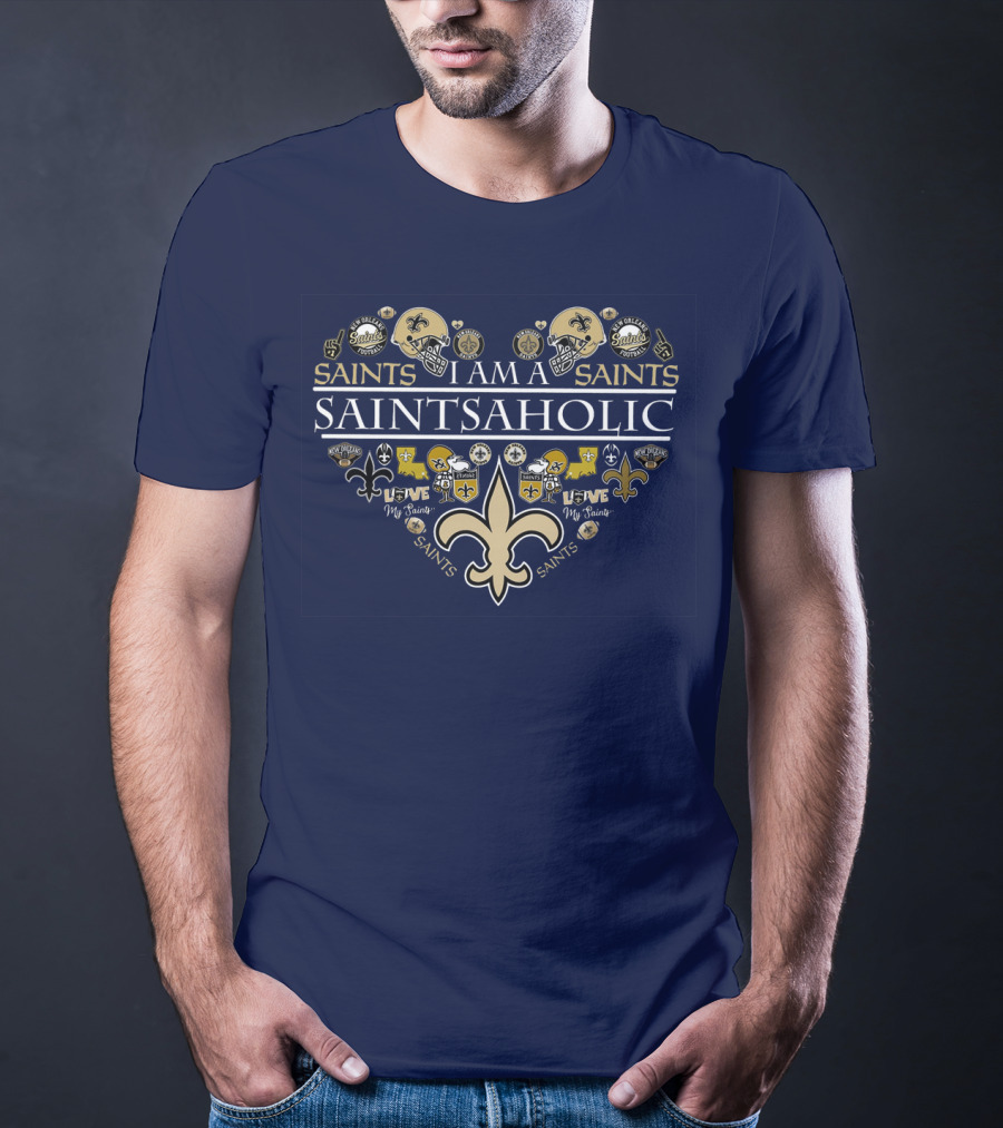 I Am A Saints Aholic Love My Saints Football Helmets Icons Fans T-Shirt