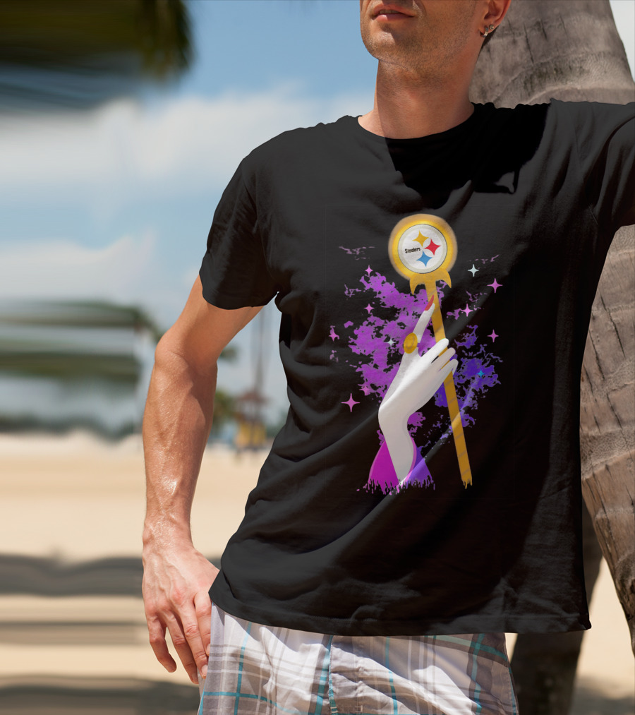 Pittsburgh Steelers Magic Wand With Logo Witches Theme T-Shirt