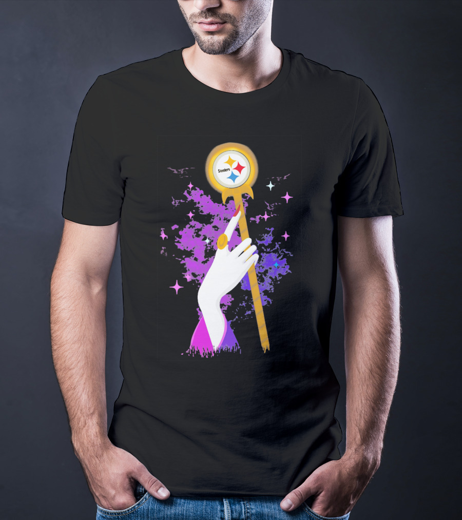 Pittsburgh Steelers Magic Wand With Logo Witches Theme T-Shirt