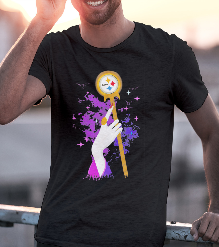 Pittsburgh Steelers Magic Wand With Logo Witches Theme T-Shirt