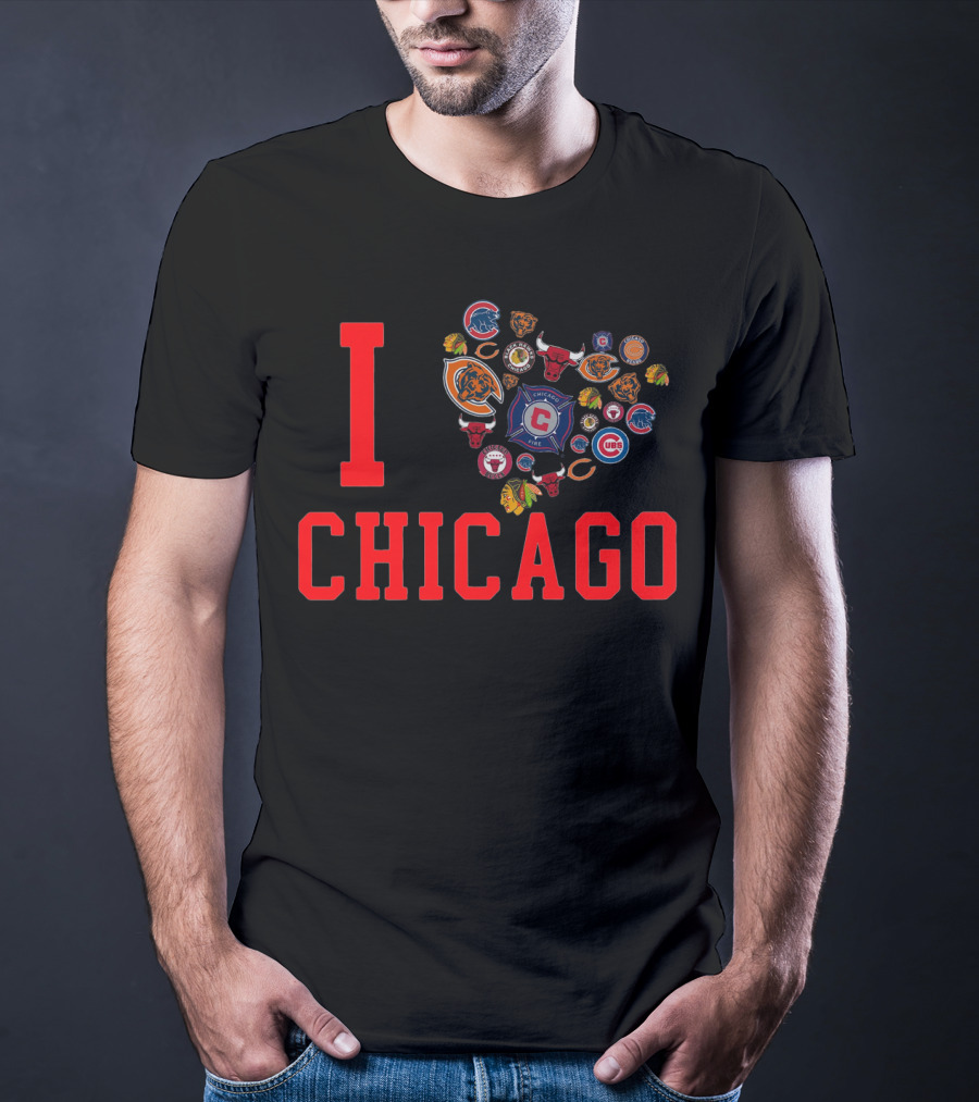 I Chicago Bulls Cubs Bears Blackhawks Fire Sports T-Shirt