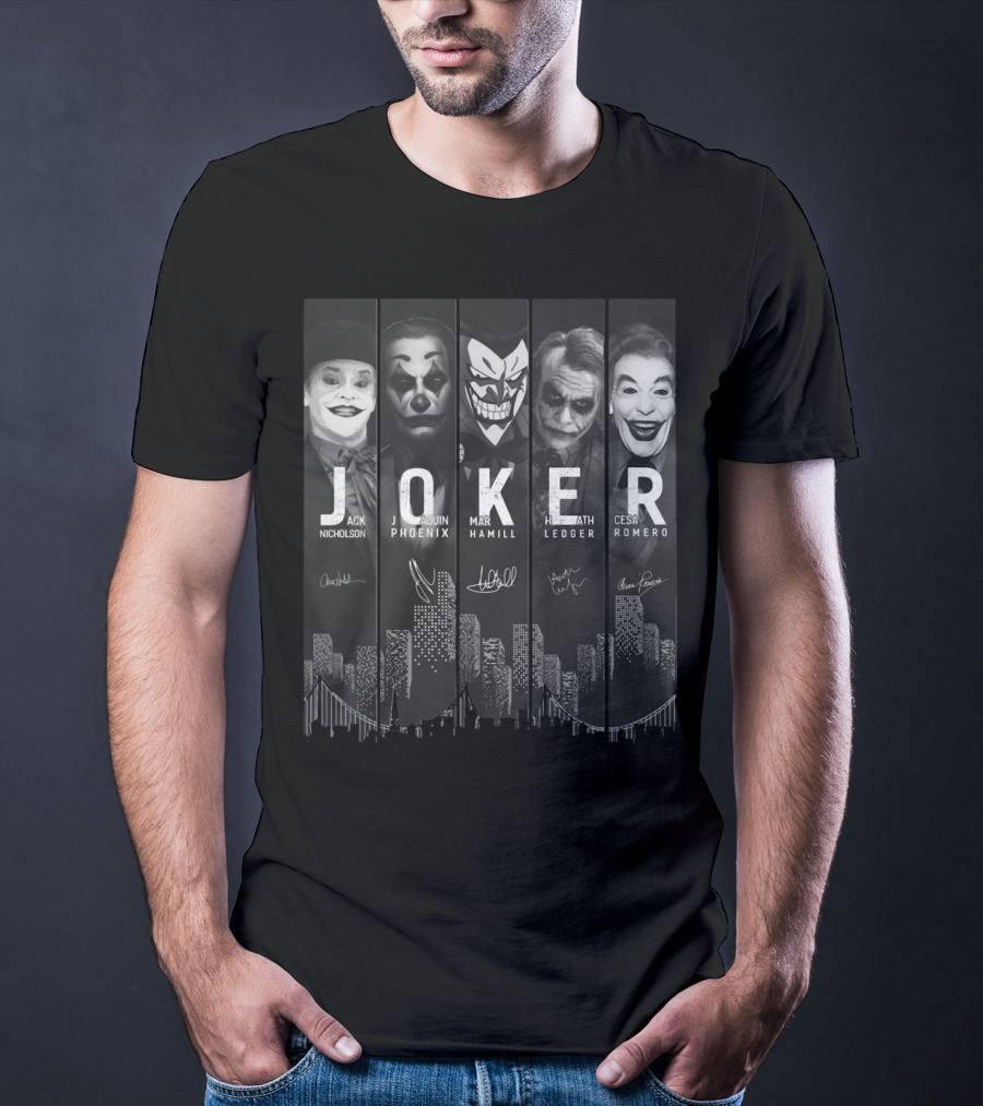 Joker City Jack Nicholson Joaquin Phoenix Mark Hamill Heath Ledger Cesar Romero T-Shirt