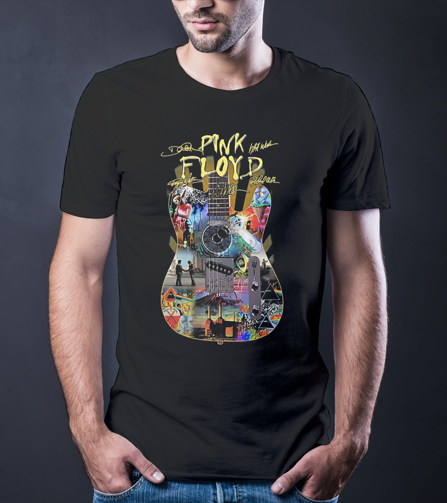 Pink Floyd Guitar Collage Dark Side Of The Moon The Wall Wish You Were Here T-Shirt