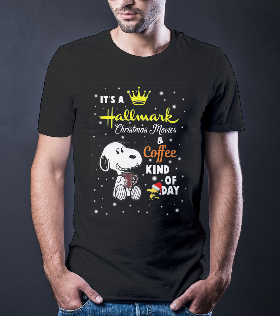 Snoopy Hallmark Christmas Movies And Coffee Kind Of Day Snowflakes T-Shirt