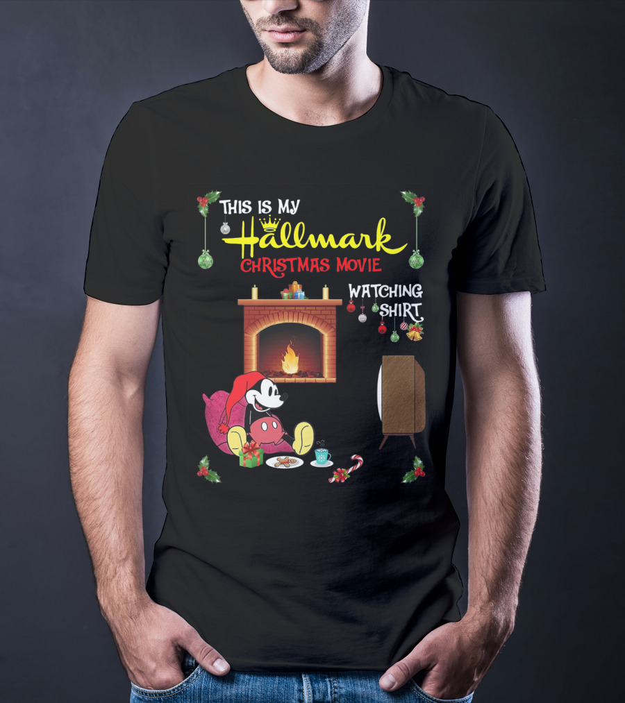 This Is My Hallmark Christmas Movie Watching Shirt Mickey Mouse Cozy Holiday Scene T-Shirt