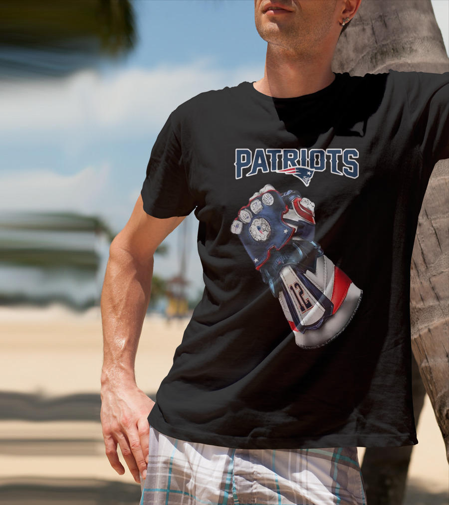 Patriots New England Infinity Gauntlet Football Tribute With Number 12 T-Shirt