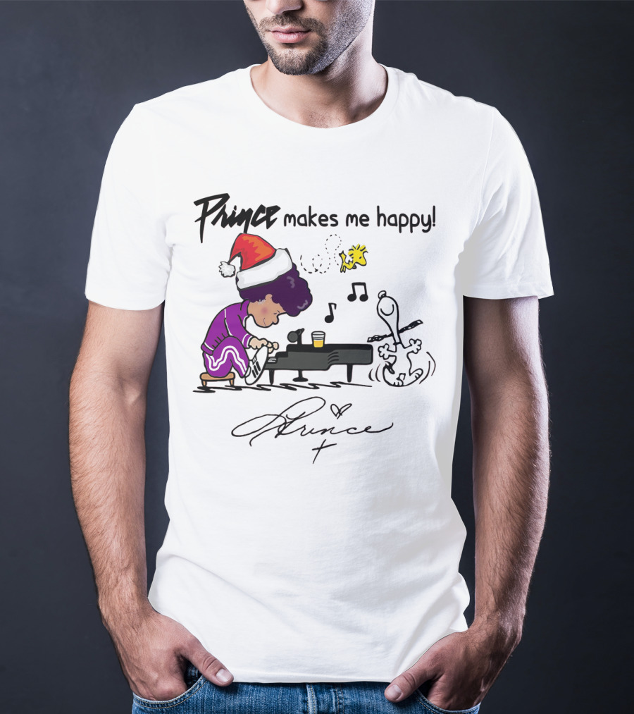 Prince Makes Me Happy Schroeder Snoopy Peanuts Christmas T-Shirt