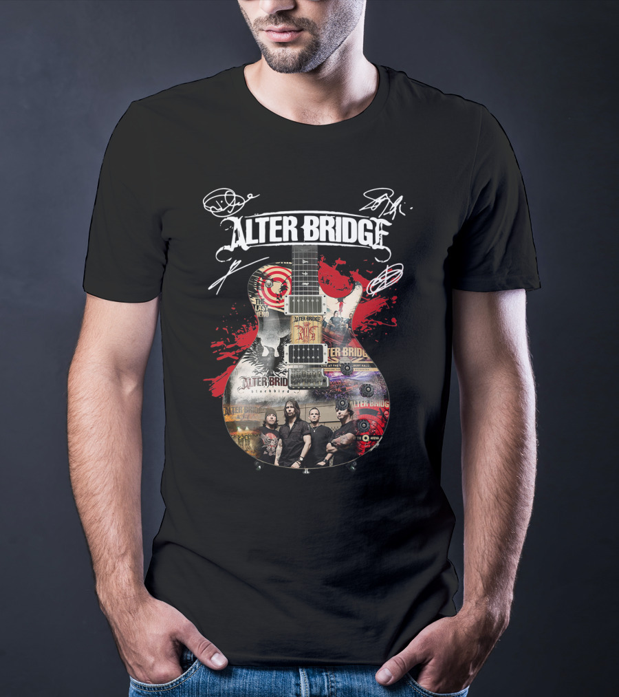 Alter Bridge Rock Band Collage Guitar T-Shirt