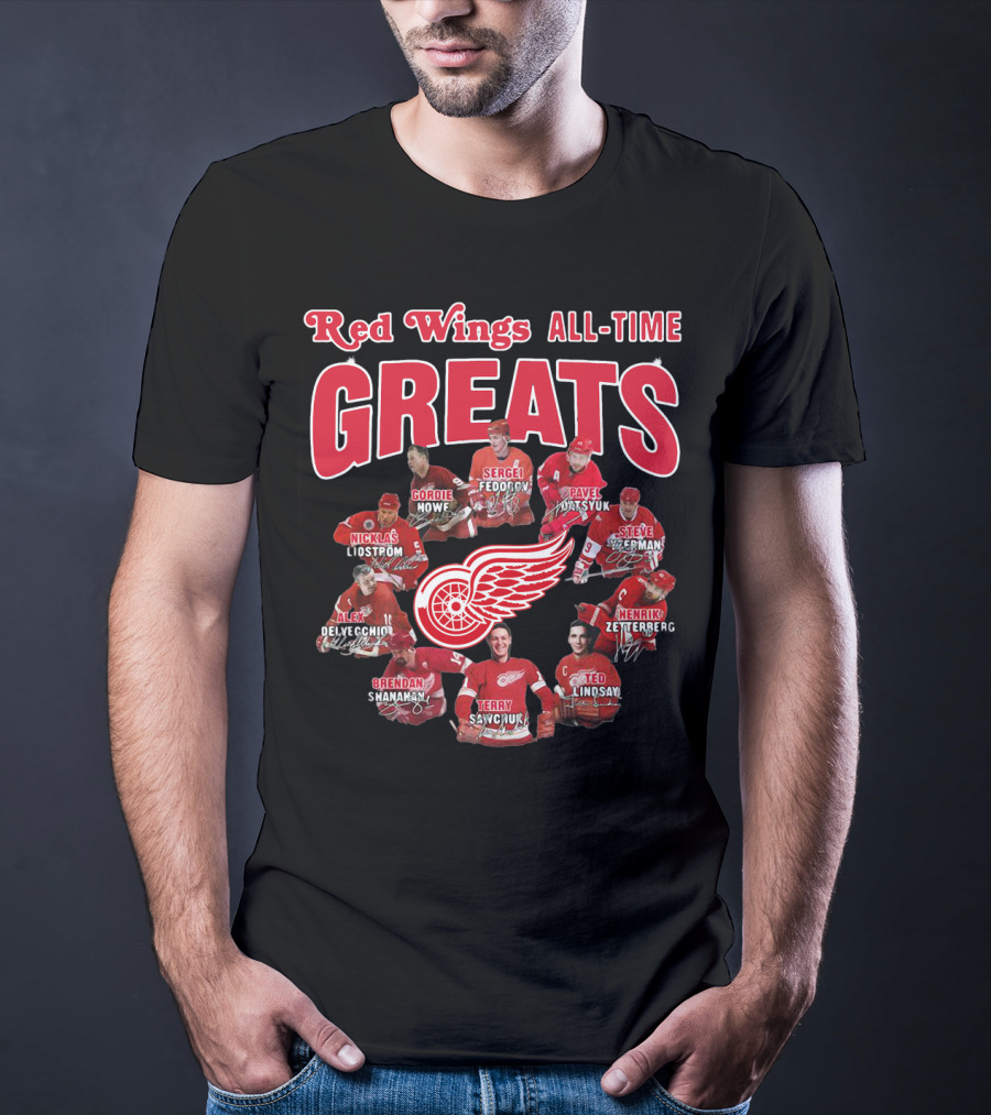 Red Wings All-Time Greats Legends Hockey Players T-Shirt