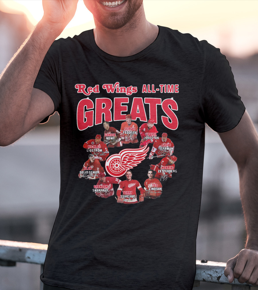 Red Wings All-Time Greats Legends Hockey Players T-Shirt