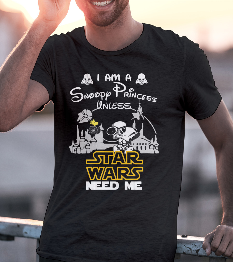 I Am A Snoopy Princess With Star Wars Symbols And Text Need Me T-Shirt