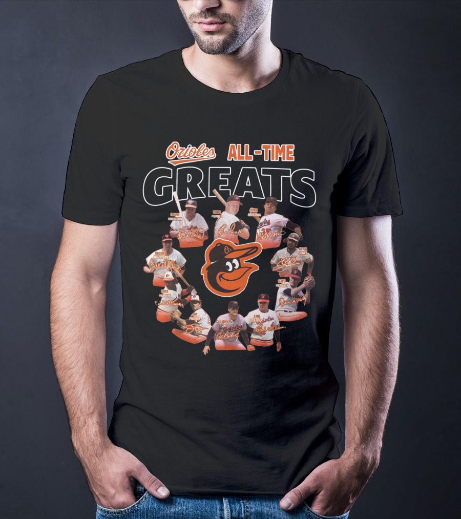 Orioles All-Time Greats Brooks Robinson Cal Ripken Jr. Jim Palmer Eddie Murray Frank Robinson T-Shirt