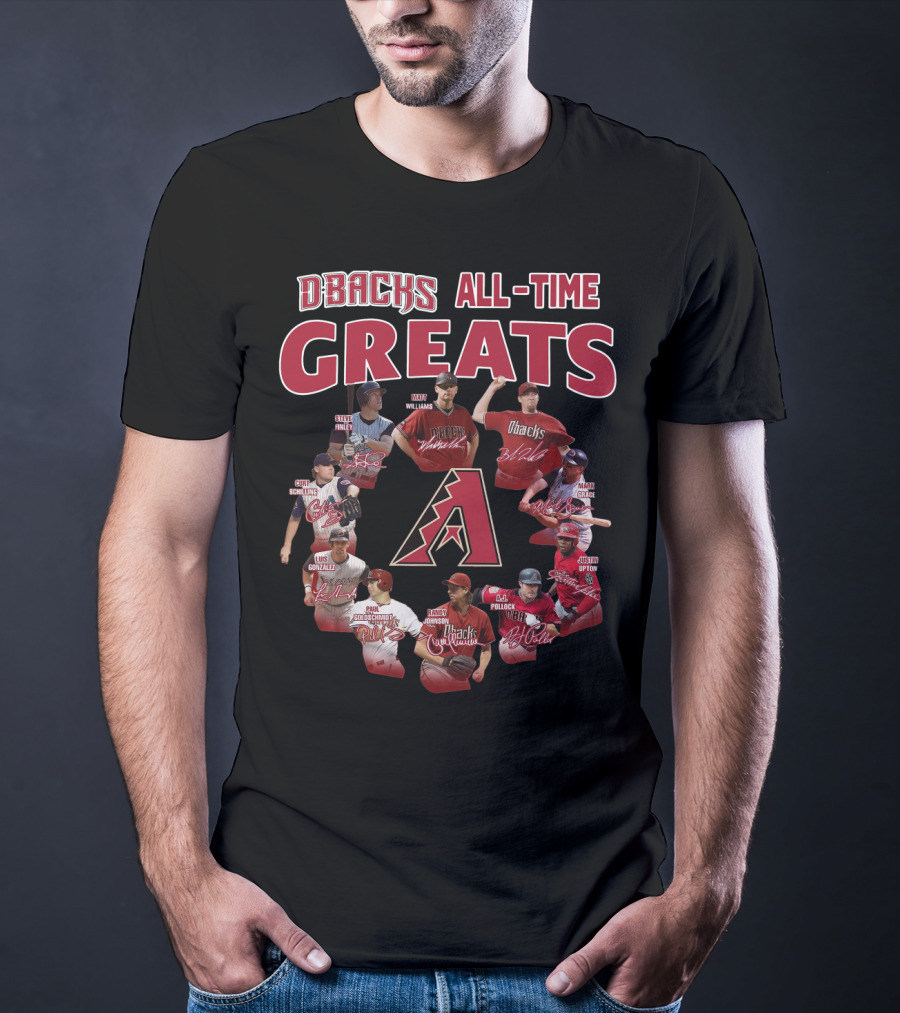 DBacks All-Time Greats Randy Johnson Luis Gonzalez Matt Williams Paul Goldschmidt Mark Grace A.J. Pollock Steve Finley Justin Upton Brandon Webb T-Shirt