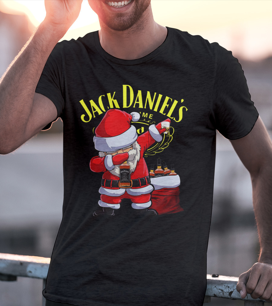 Santa Claus Dabbing With Jack Daniel's Bottles In Sack T-Shirt