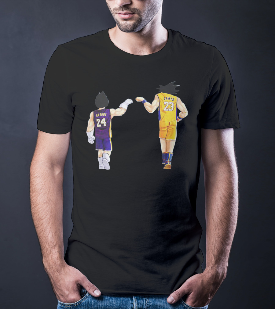Vegeta And Goku In Kobe Bryant 24 And LeBron James 23 Basketball Jerseys T-Shirt