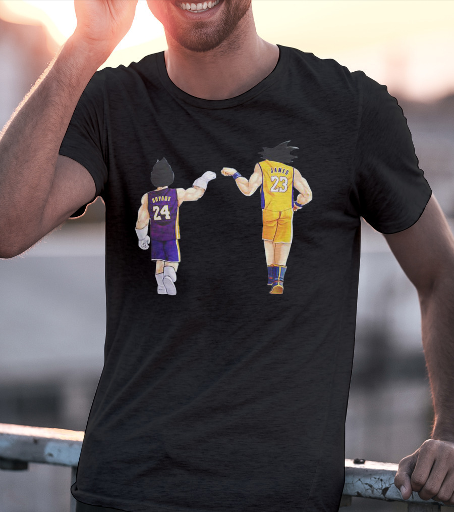 Vegeta And Goku In Kobe Bryant 24 And LeBron James 23 Basketball Jerseys T-Shirt