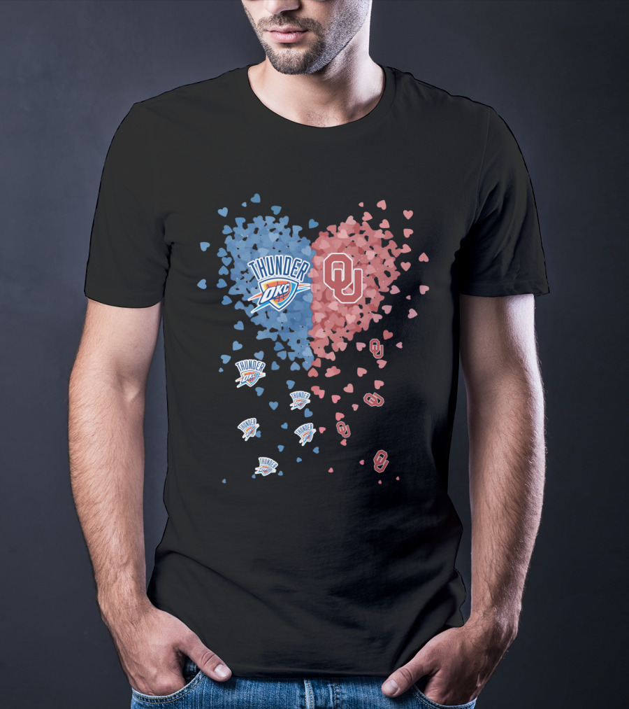 Oklahoma City Thunder Okc University Of Oklahoma Heart Shapes T-Shirt