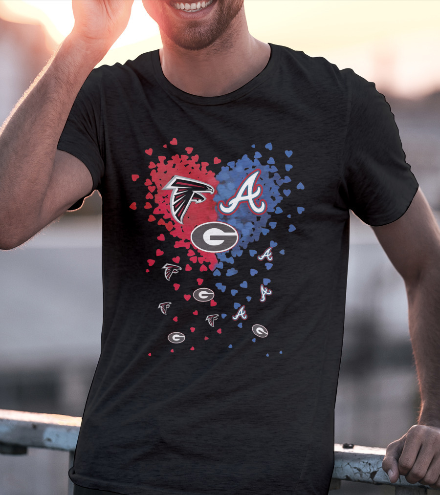Atlanta Falcons Atlanta Braves Georgia Bulldogs Heart T-Shirt