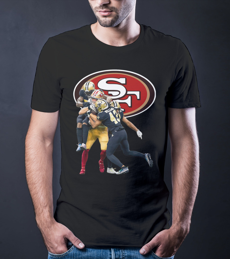 San Francisco 49ers Vs New Orleans Saints Marcus Williams Action Play T-Shirt