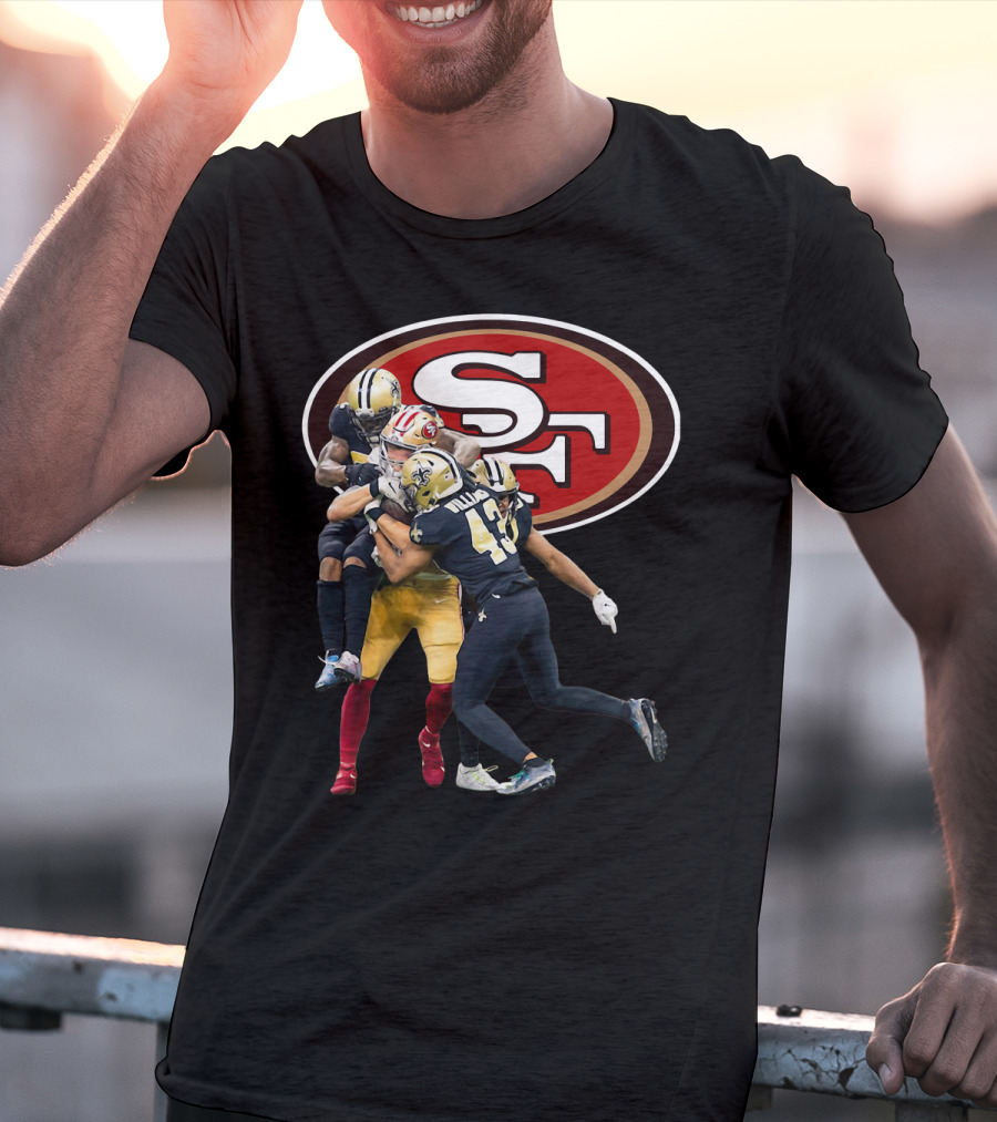 San Francisco 49ers Vs New Orleans Saints Marcus Williams Action Play T-Shirt