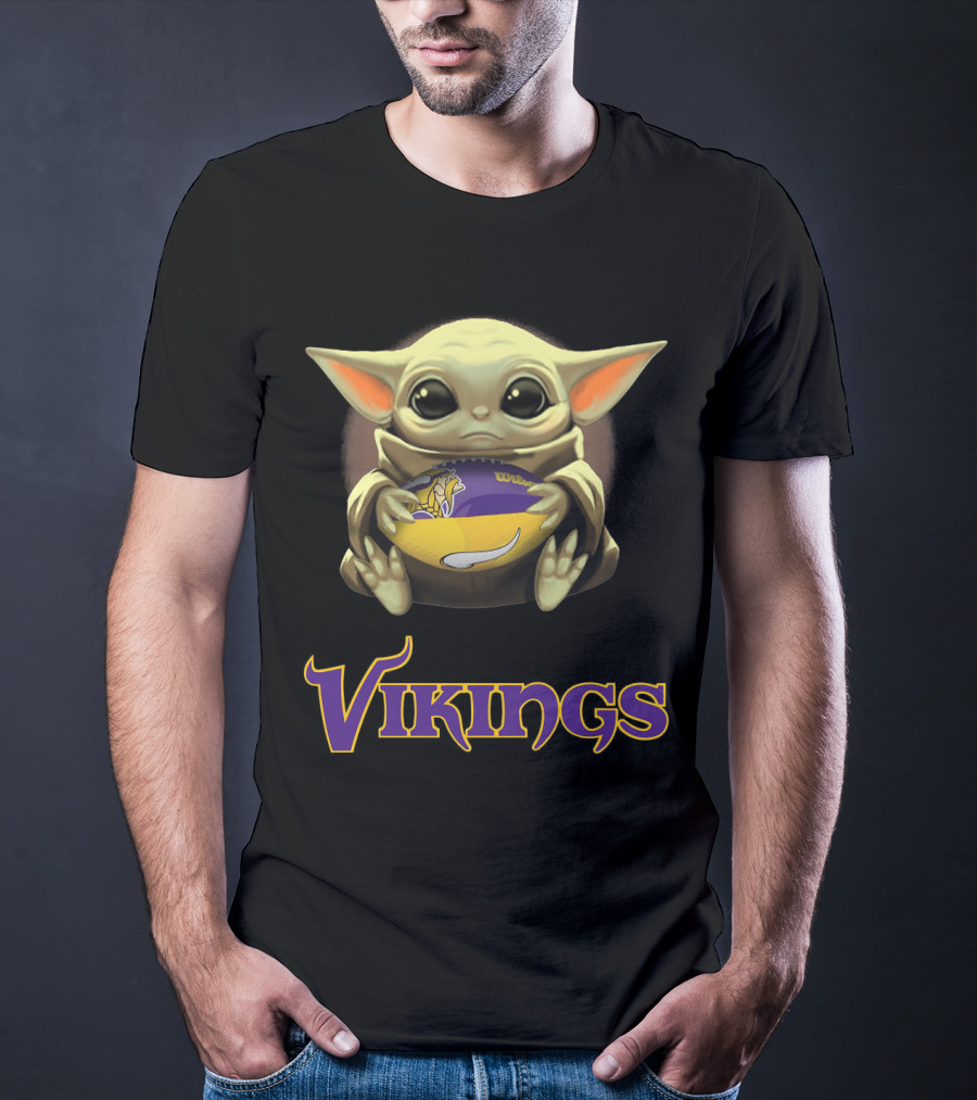 Baby Yoda With Minnesota Vikings Football T-Shirt