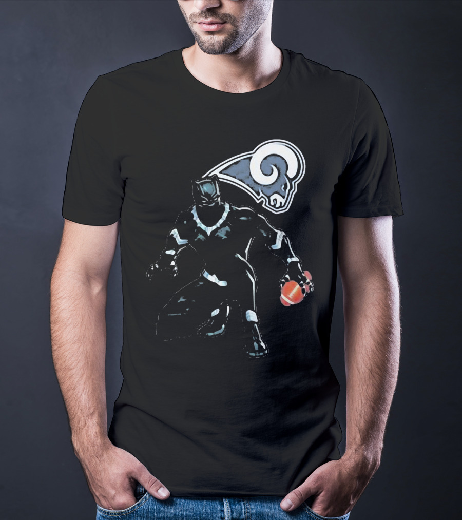 Black Panther Rams Football Crossover Los Angeles Rams T-Shirt